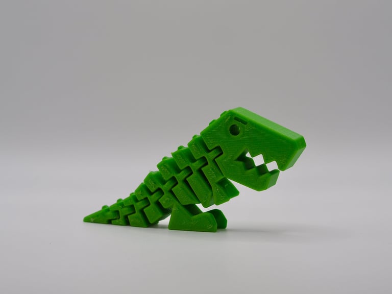 Vibrant green 3D printed dinosaur toy