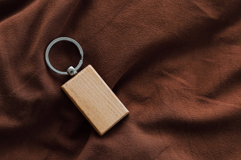 Wooden keychain with sleek design