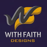 With Faith Designs logo featuring stylized checkmark in gray and gold with dark blue background